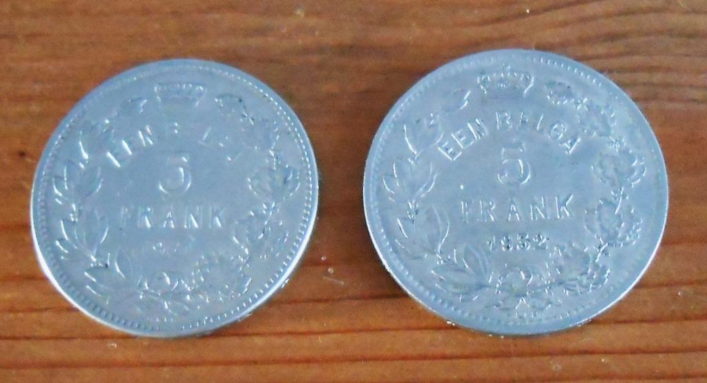 2 monnaies 5 frank -1 Belga - 1931 - 1932 - 5 euro pièce, Postzegels en Munten, Ophalen of Verzenden, Losse munt