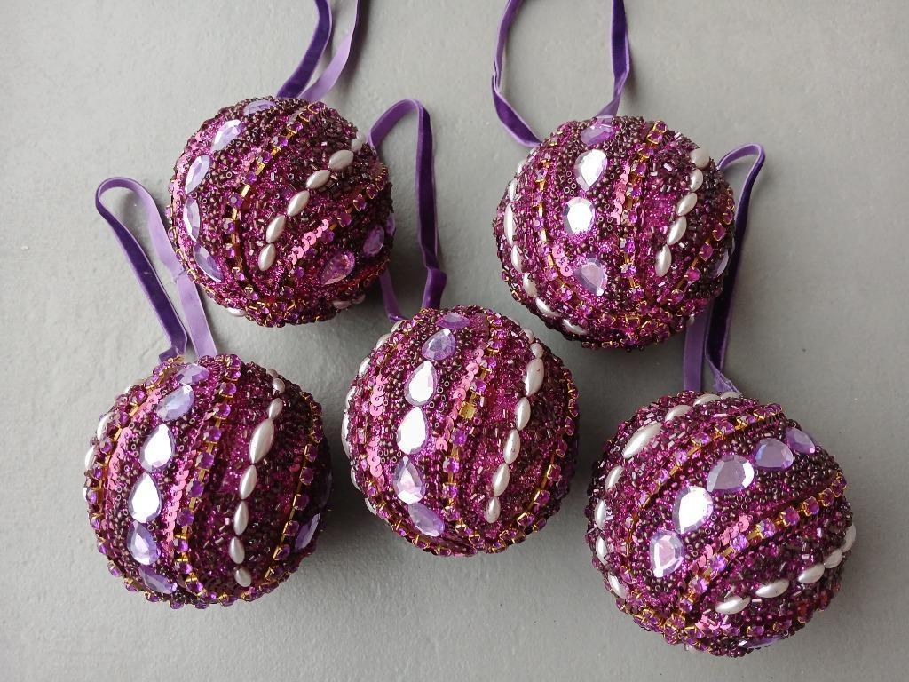 5 kerstballen paars/roze, Diversen, Ophalen of Verzenden