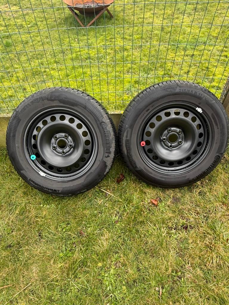 Continental winterbanden op stalen velg 17 inch, Ophalen, Banden en Velgen, 17 inch, Winterbanden