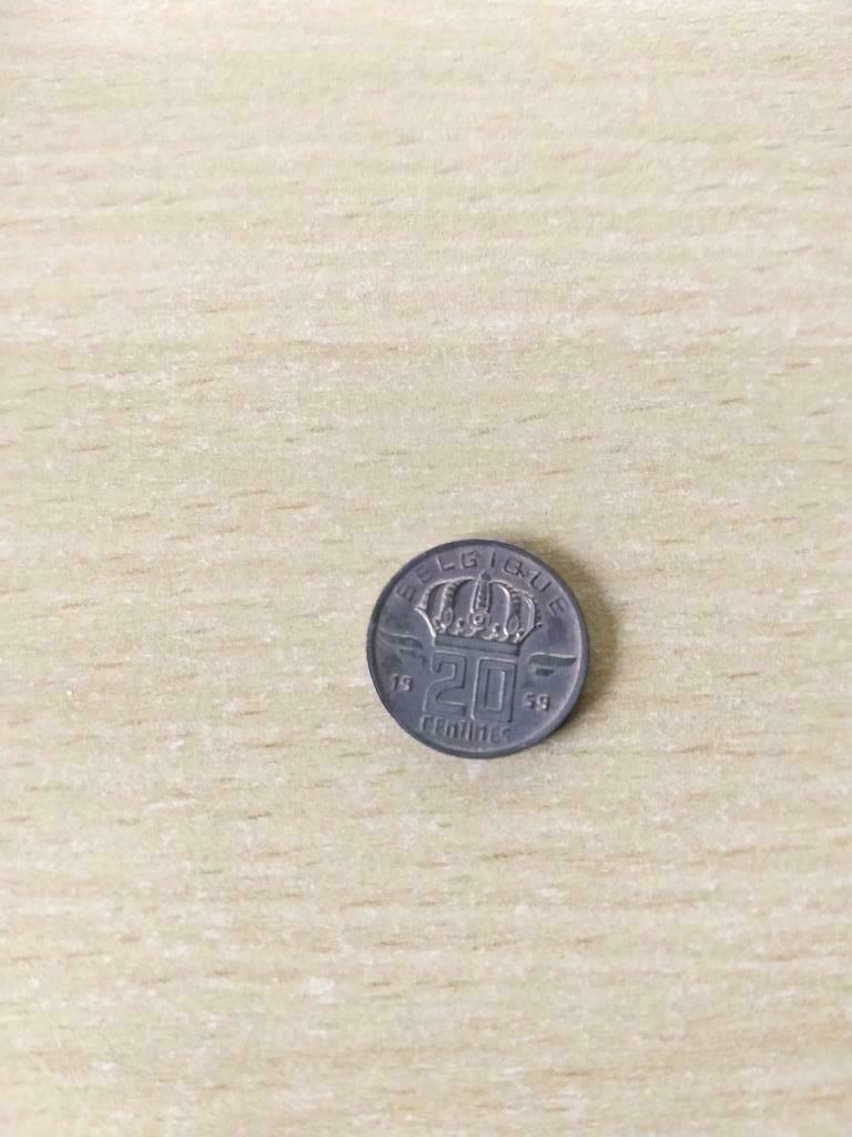 Muntstuk 20 centimes Cu - Rau 1959, Ophalen of Verzenden, België, Losse munt