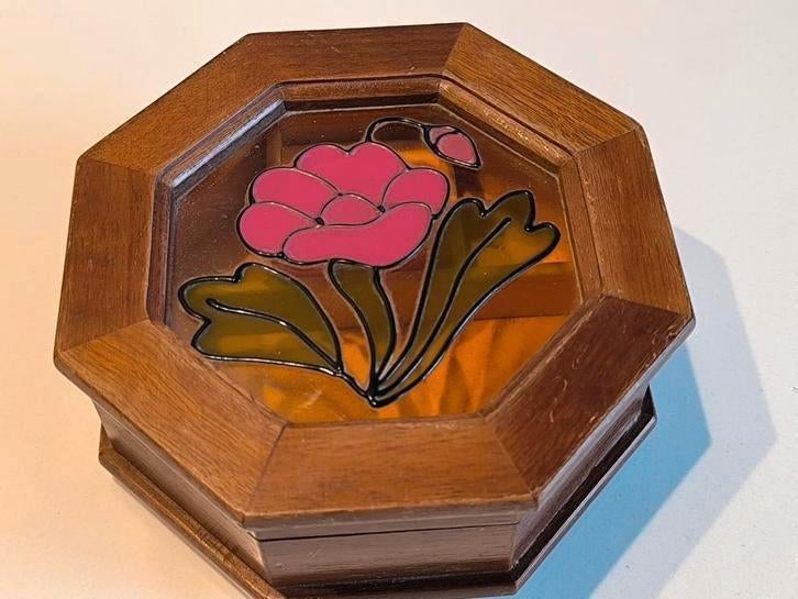 Vintage houten juwelenkistje, jaren 80, Enlèvement ou Envoi