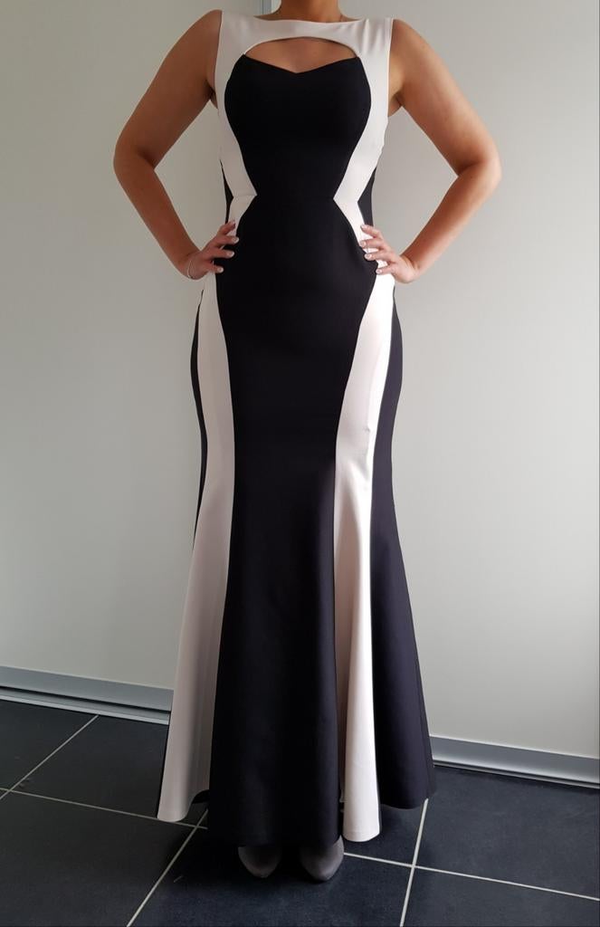 Robe de bal, de cocktail longue, noir & blanche - 38, Vêtements | Femmes, Habits de circonstance, Comme neuf, Robe de gala, Taille 38/40 (M)