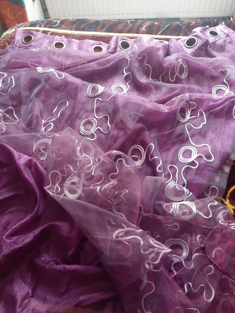 1 gordijn in polyester stof dubbel stof 1voile stof fantasie, Ophalen