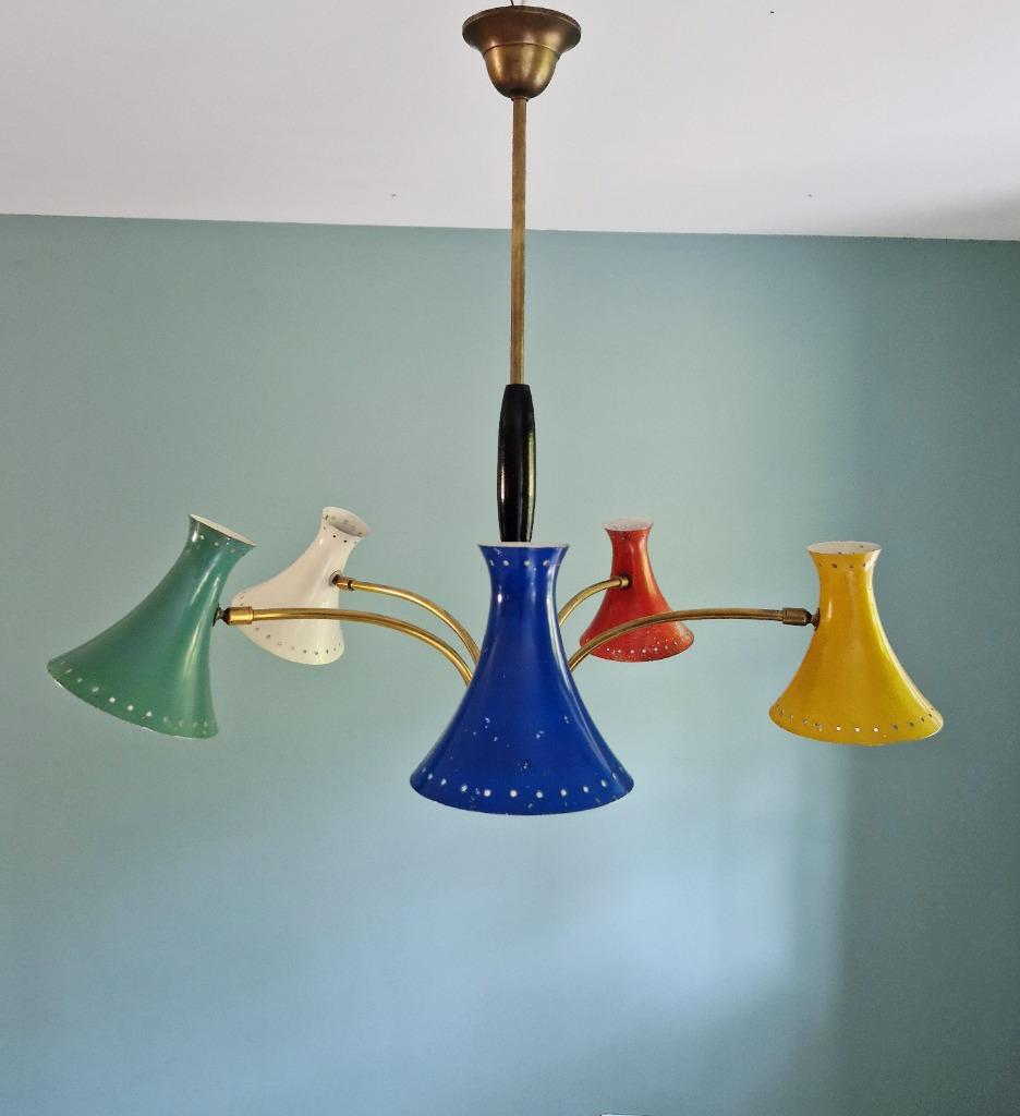 Lustre diabolo articulé, design italien, années 1950-60, Antiquités & Art, Enlèvement
