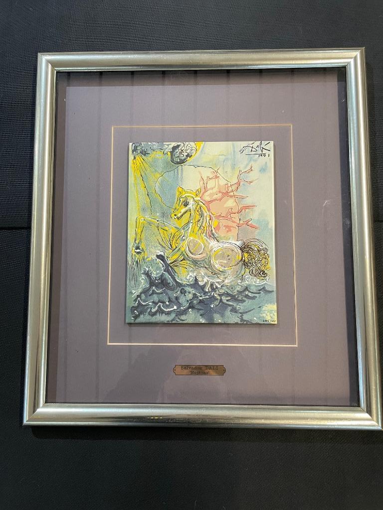 Naar Salvador DALI Neptunus Afdrukken op keramische plaat, Antiquités & Art, Enlèvement