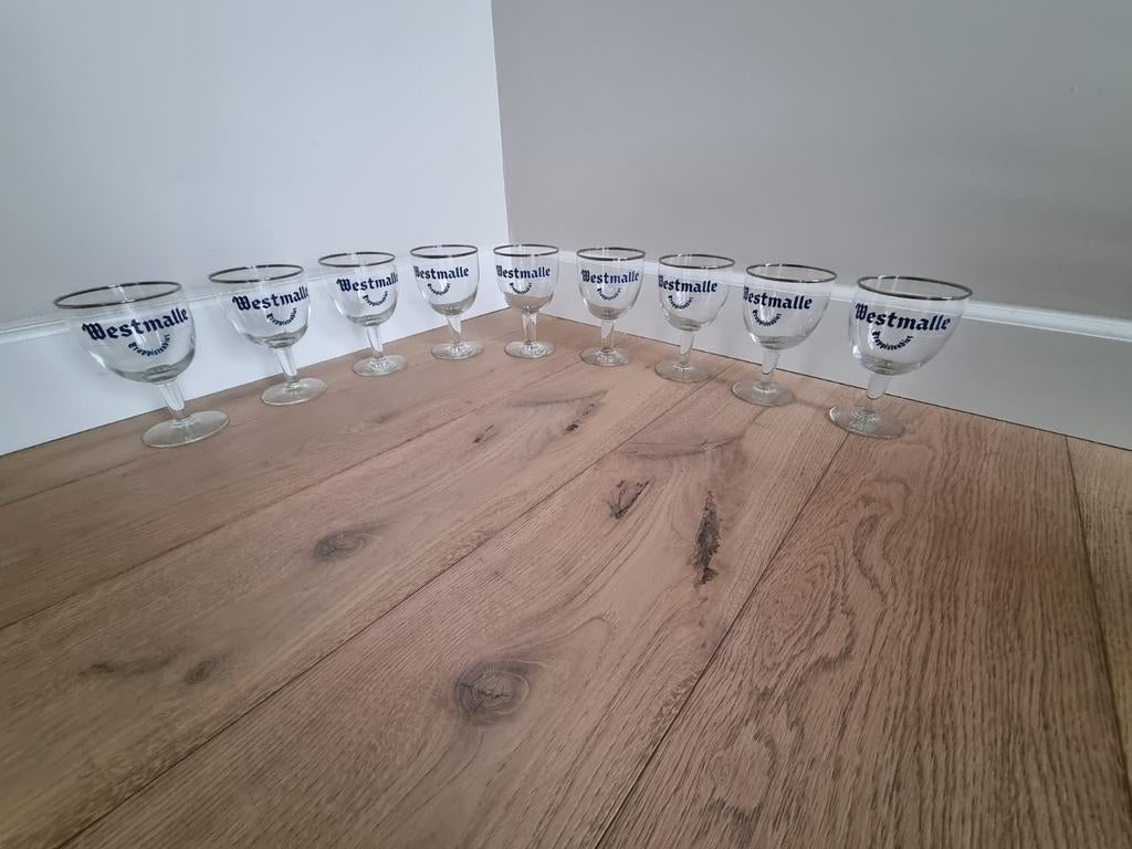 9 Westmalle trappist glazen, Verzamelen, Ophalen of Verzenden, Zo goed als nieuw