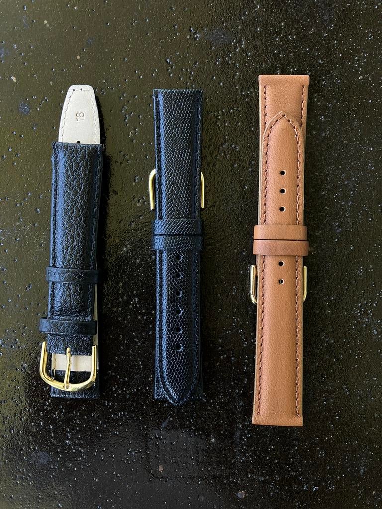 Lot de 3 bracelets de montre vintage cuir, Bijoux, Sacs & Beauté, Accessoires Autre, Enlèvement ou Envoi, Neuf