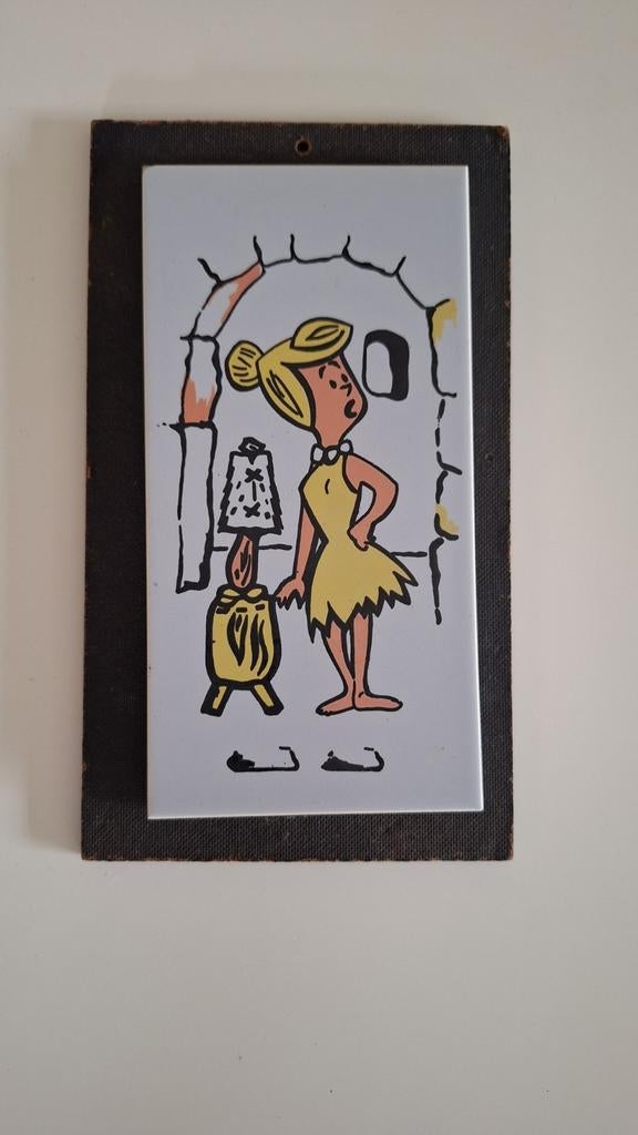 Prachtige vintage keramische tegel van Wilma,  flintstones., Ophalen of Verzenden, Zo goed als nieuw, Tv, Overige typen
