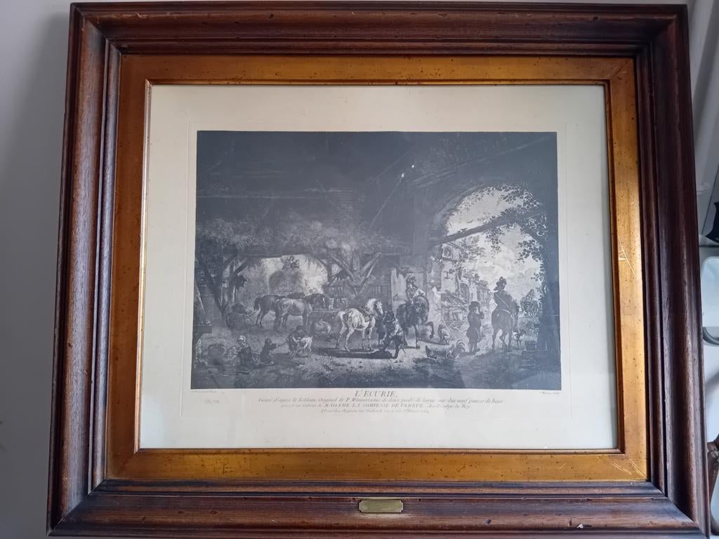 Gravure L'écurie, Antiquités & Art, Art | Eaux-fortes & Gravures, Enlèvement ou Envoi