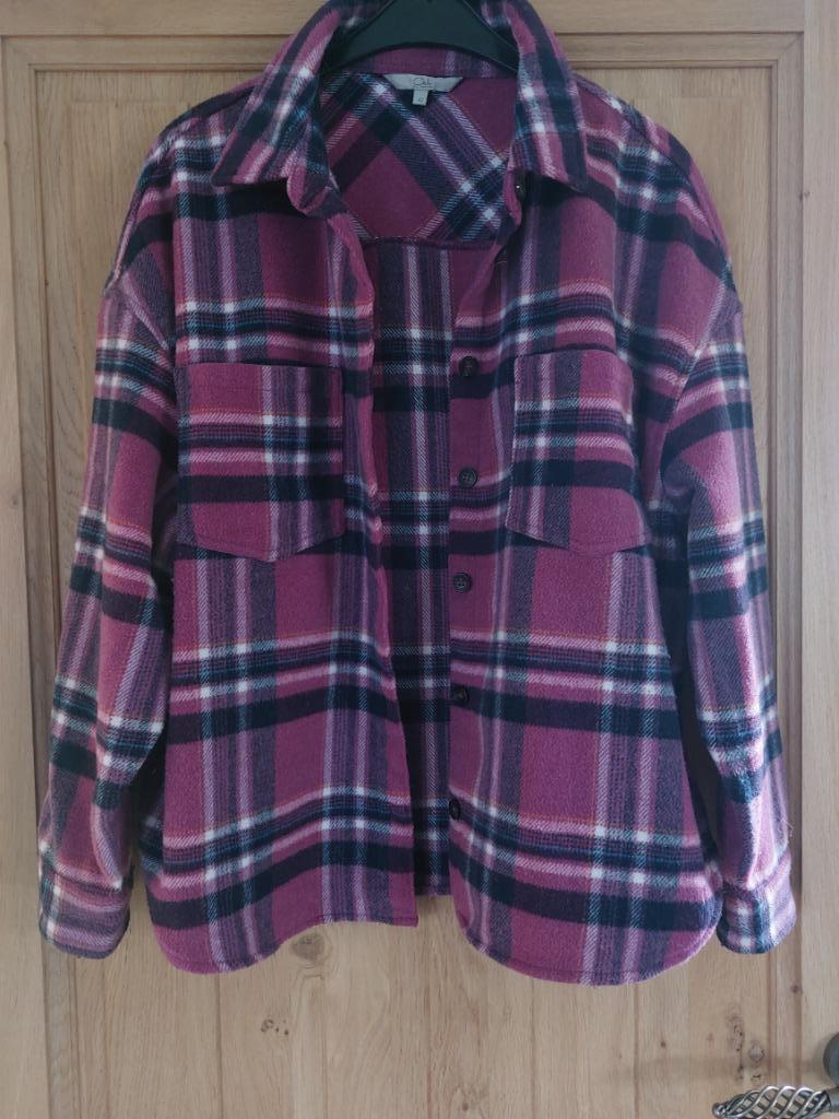 Geruit fleece hemd shacket maat 42, Kleding | Dames, Paars, Maat 42/44 (L), Nieuw, Ophalen of Verzenden