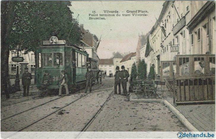Oude postkaart Vilvoorde Vilvorde Tram 53 gekleurd ZELDZAAM, Collections, Envoi