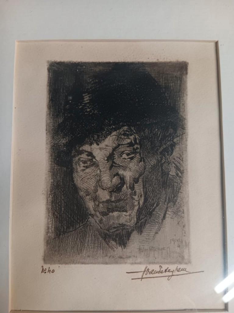 gesigneerde ets door Henri Van Peteghem, Antiek en Kunst, Ophalen of Verzenden
