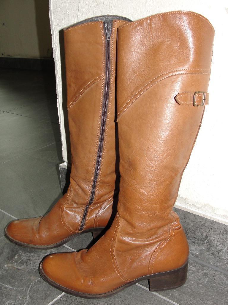Lichtbruine, lederen laarzen (River Woods), maat 40, Kleding | Dames, Ophalen, Hoge laarzen, Bruin, River Woods