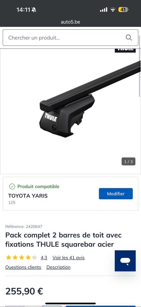 Kit complet barres de toit THULE pour YARIS ou MAZDA2, Auto diversen, Dakdragers, Ophalen, Zo goed als nieuw