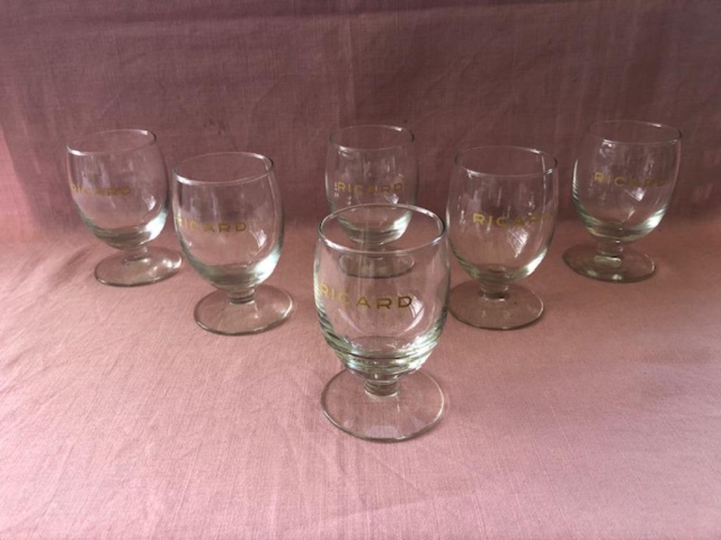 6 ballons Ricard en verre ancien grand format jaune RICARD, Enlèvement ou Envoi, Comme neuf, Ustensile