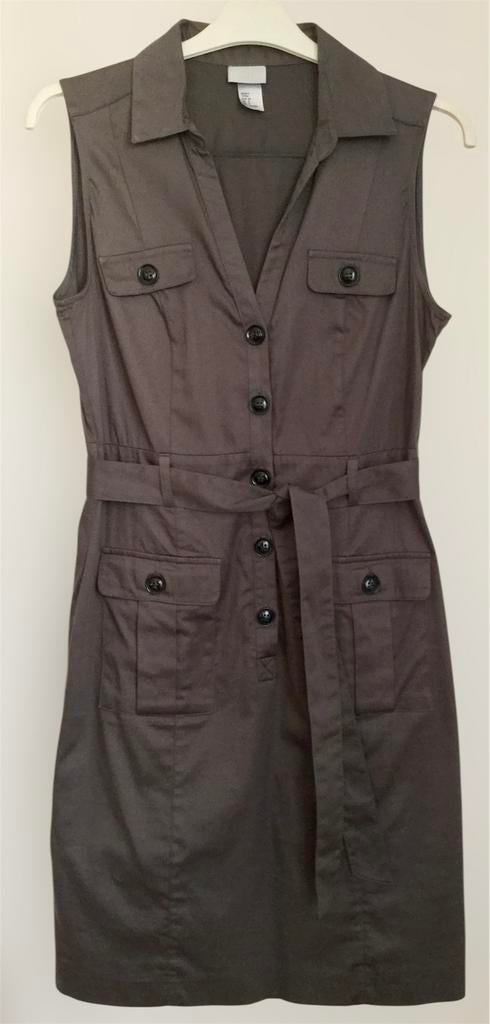 Robe sans manches kaki style Safari taille 38, Kleding | Dames, H&M, Gedragen, Boven de knie, Groen