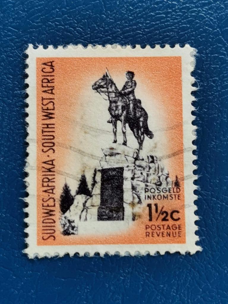 Zuid-West Afrika 1961 - ruiterstandbeeld van Duits leger, Ophalen of Verzenden, Gestempeld