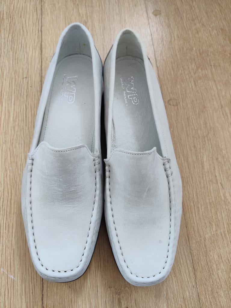 Leren witte bootschoenen maat 42, Ophalen