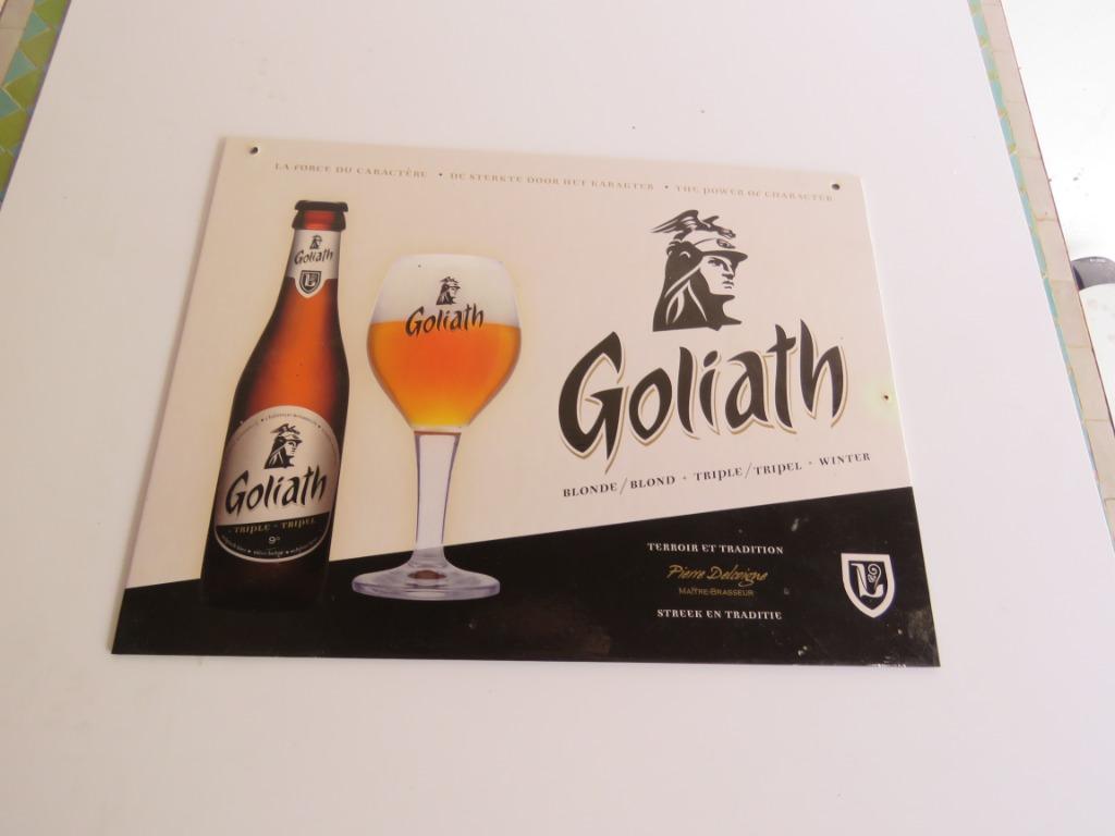 Goliath Reclamebord in hard karton, Verzamelen, Biermerken, Ophalen of Verzenden