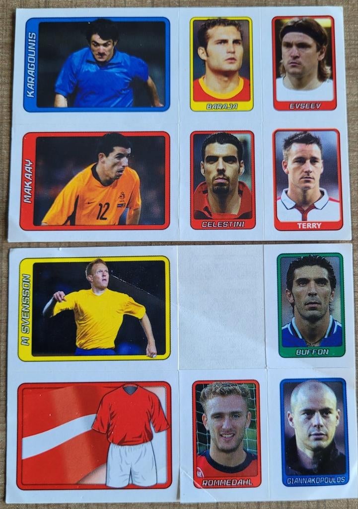 11 kleine voetbalstickers: Eurostars, Verzamelen, Ophalen of Verzenden, Gebruikt, Poster, Plaatje of Sticker