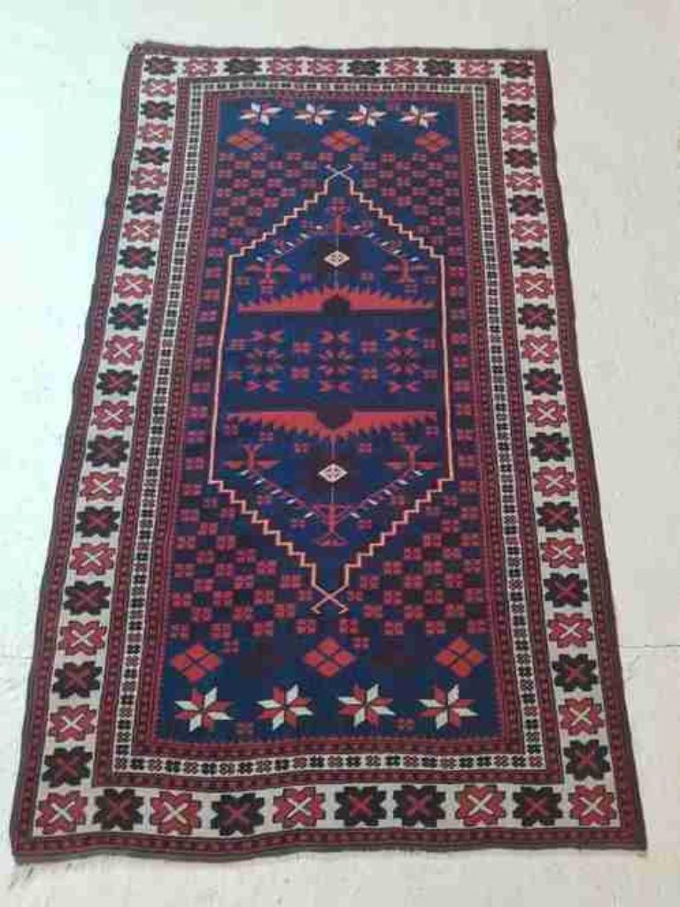 Oosters tapijt kleed rood blauw bruin 187/110, Ophalen of Verzenden