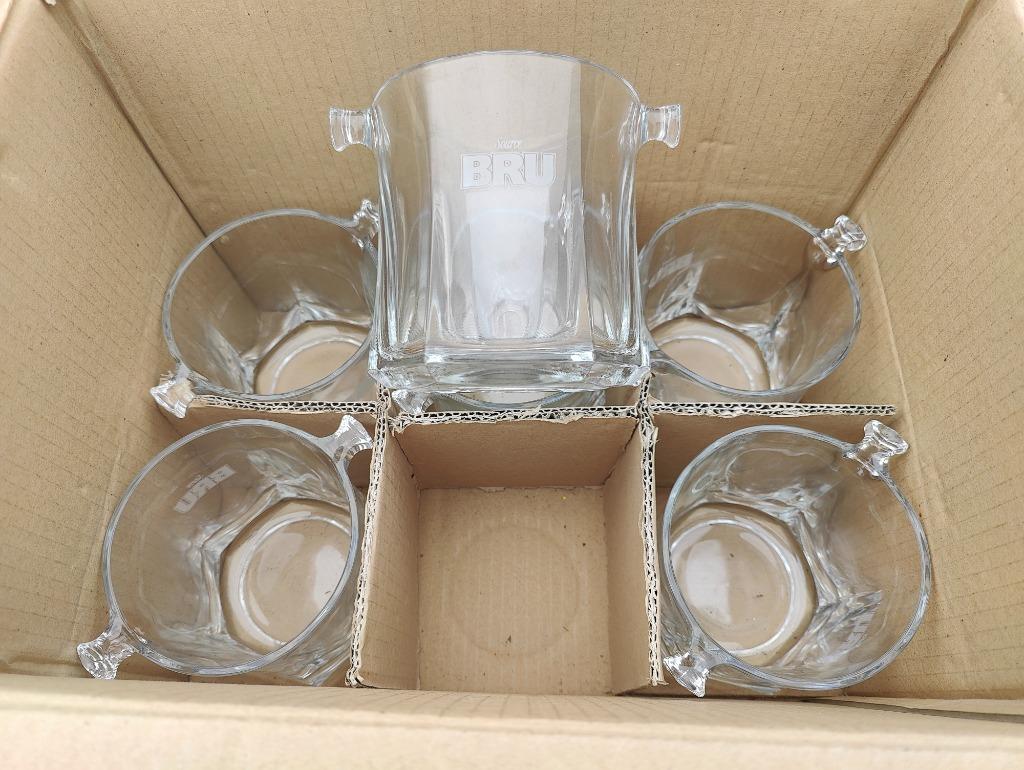 Set van 6 Source Bru Wateremmers  in glas, Ophalen of Verzenden