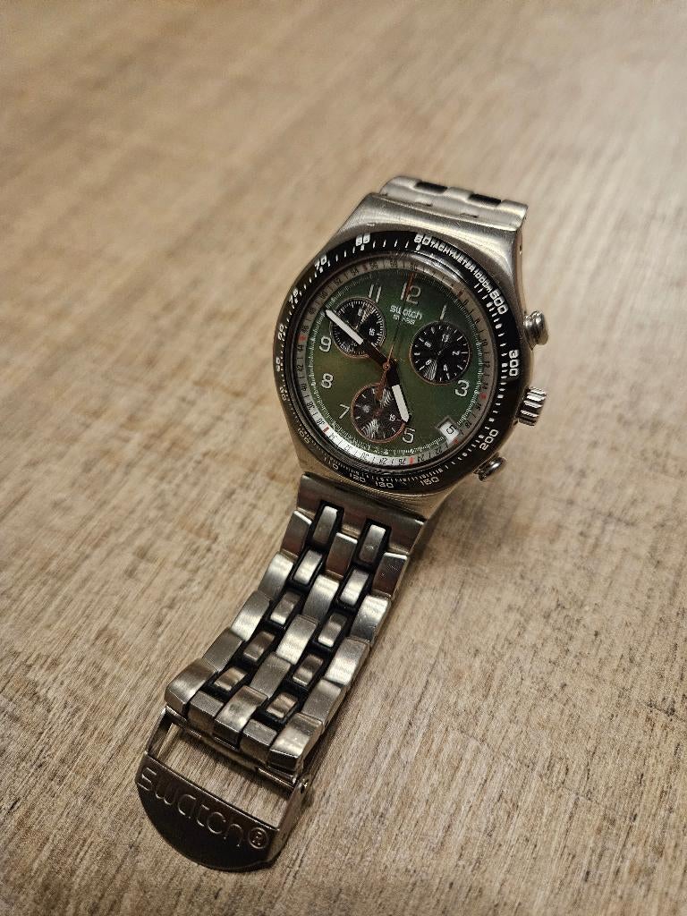 Swatch Irony horloge met chronometer, Handtassen en Accessoires, Horloges | Heren, Ophalen, Staal, Gebruikt, Staal