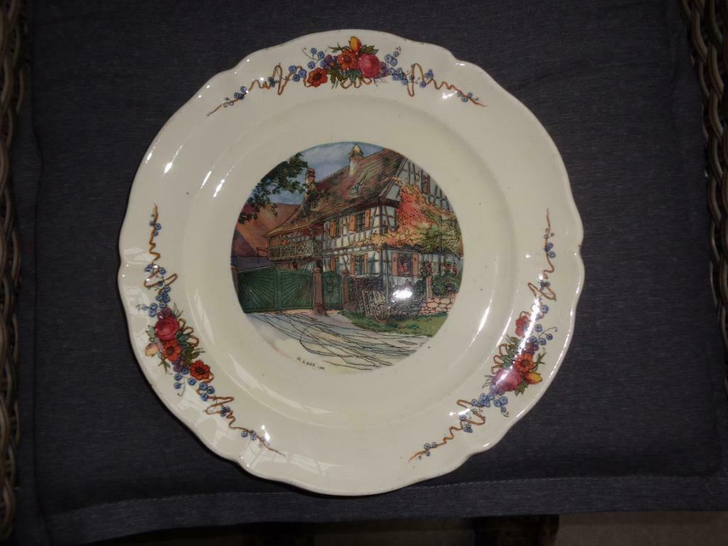 Assiette décorée faiencerie Sarreguemines Obernai France, Enlèvement