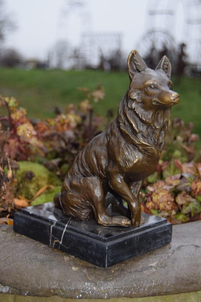 Schitterende bronzen vos op marmeren voet, Ophalen of Verzenden, Brons