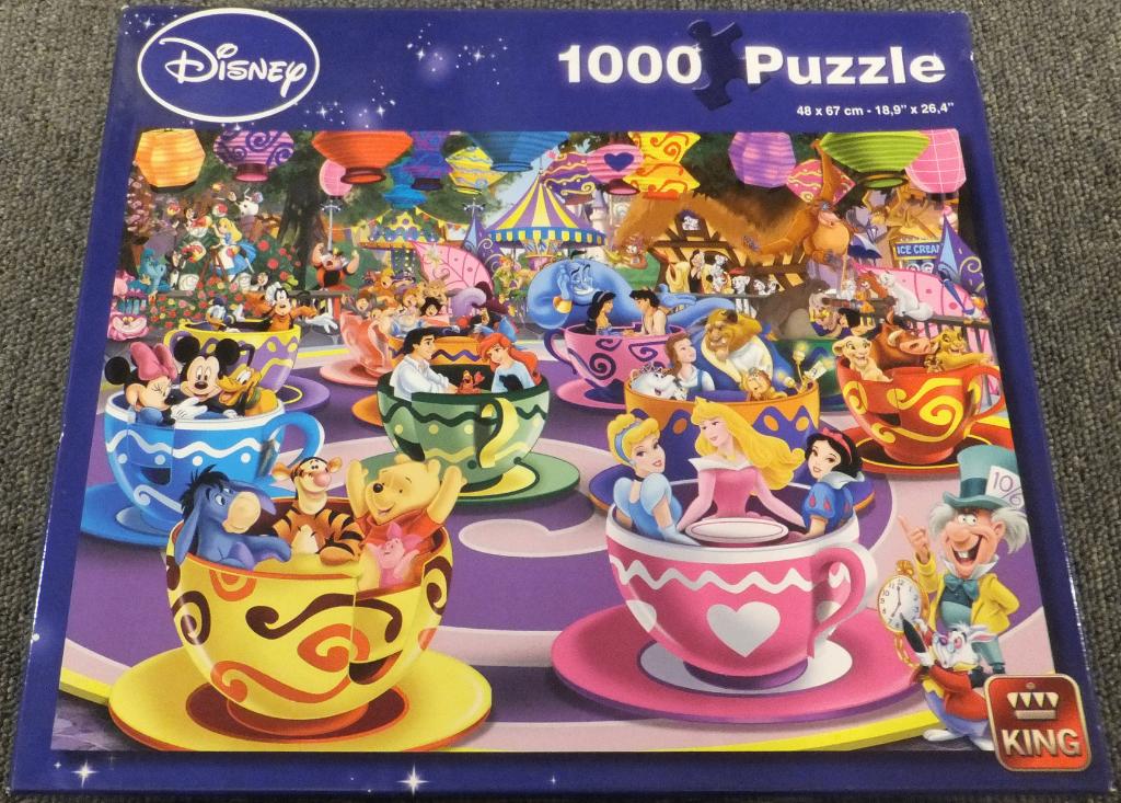 Puzzel - King 1000 - Disney, Tea Cups, Enlèvement ou Envoi, 500 à 1500 pièces, Utilisé, Puzzle