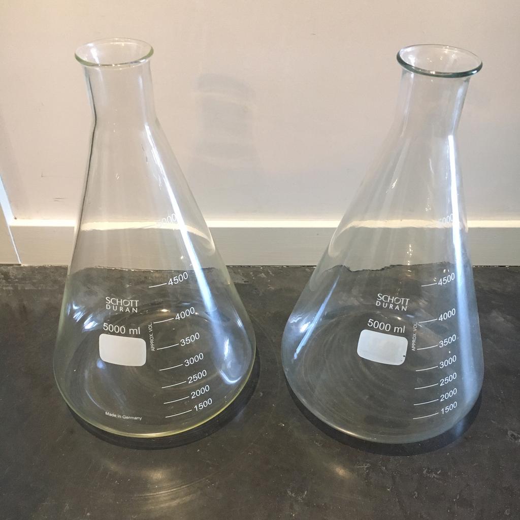 Erlenmeyers - 5000 ml Schott Duran, Ophalen, Zo goed als nieuw