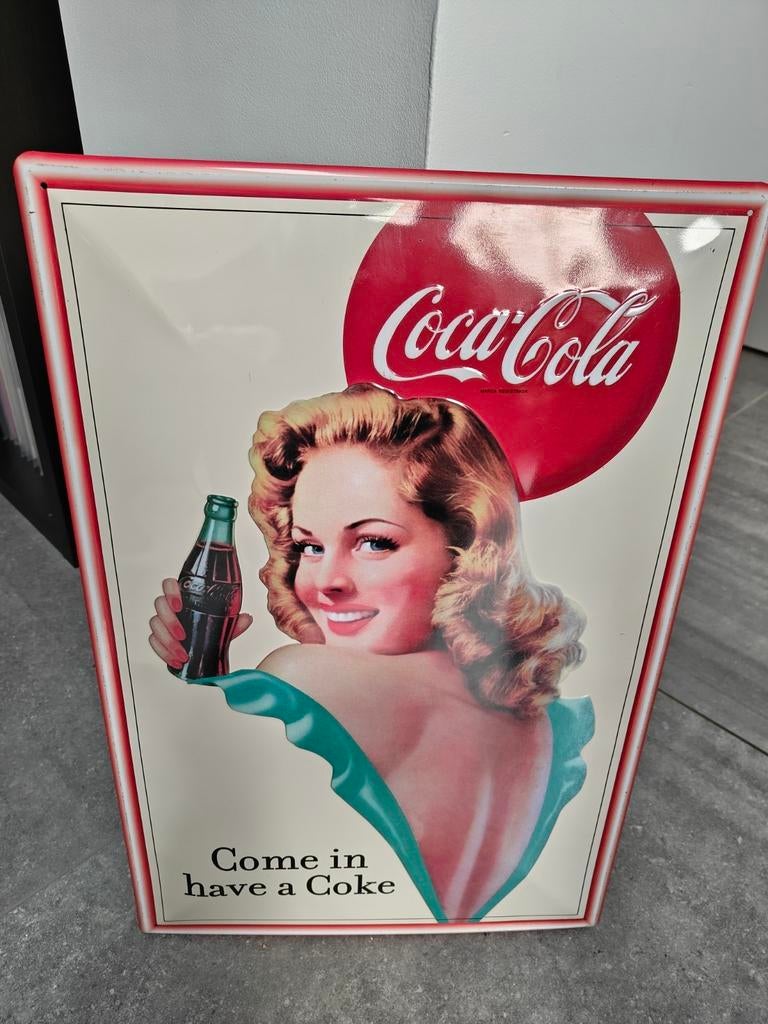 Publicité Coca-Cola en métal, Enlèvement, Comme neuf, Panneau publicitaire