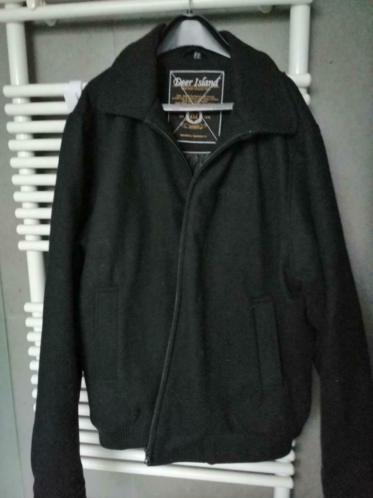 blouson  jas heren deer island maat 54 wol zwart, Kleding | Heren, Ophalen of Verzenden, Maat 52/54 (L), Zwart