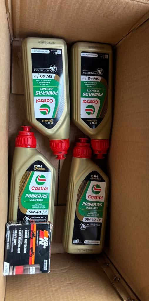Castrol power rs 5W40 motorolie + K&N 160 oliefilter, Ophalen