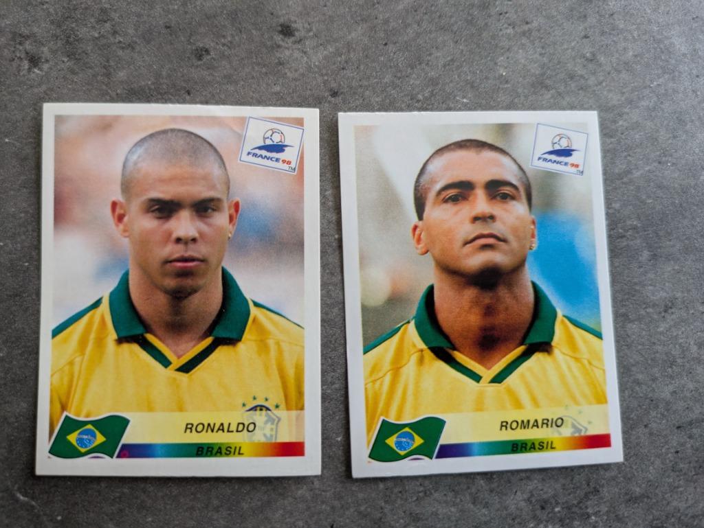 Panini 2x stickers voetbal WK France 98 Ronaldo en Romario , Verzenden