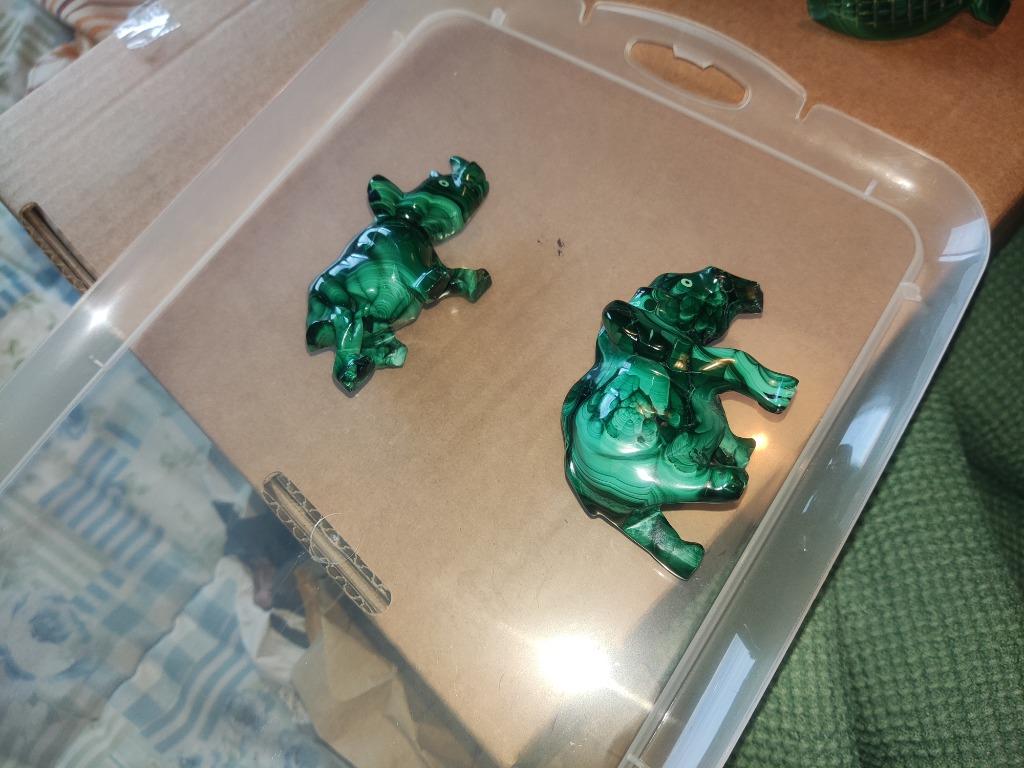 Statuettes en minéraux malachite, Ophalen of Verzenden