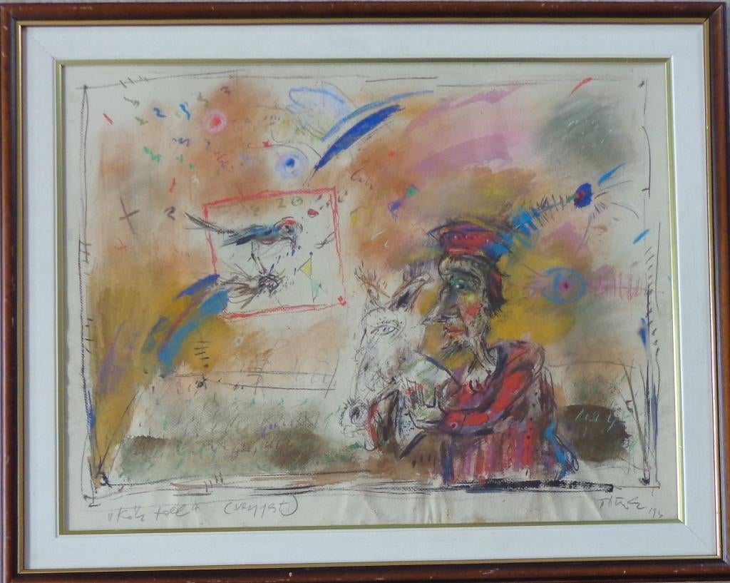 ERNO TOTH / SCENE MET FIGUREN / ORIGINEEL / 62x77cm / KADER, Antiquités & Art, Art | Peinture | Moderne, Figures, Signé, Enlèvement
