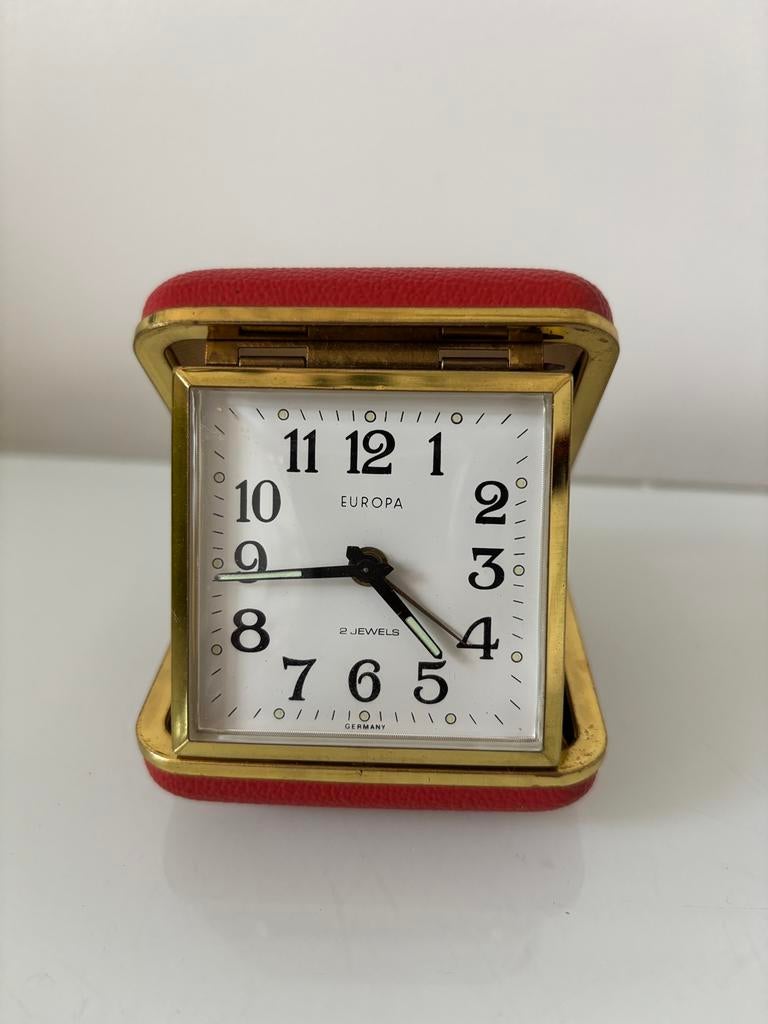 Réveil de voyage rouge rétro vintage 2 bijoux, Enlèvement ou Envoi