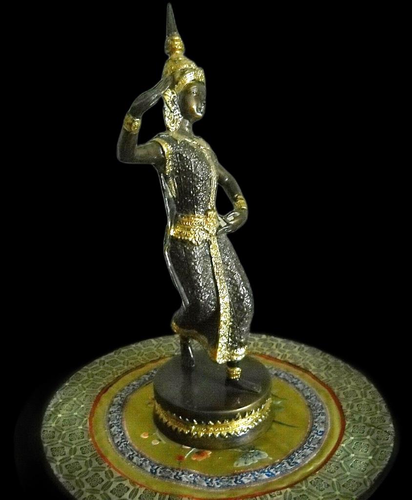 Brons Beeld Verguld Danseres Thais Bronzen 30 cm, Envoi