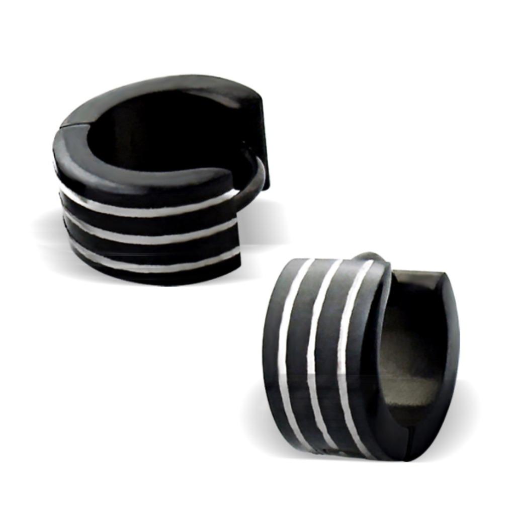 Boucles d'oreilles créoles noires en acier inoxydable, Enlèvement ou Envoi, Neuf, Noir, Autres matériaux