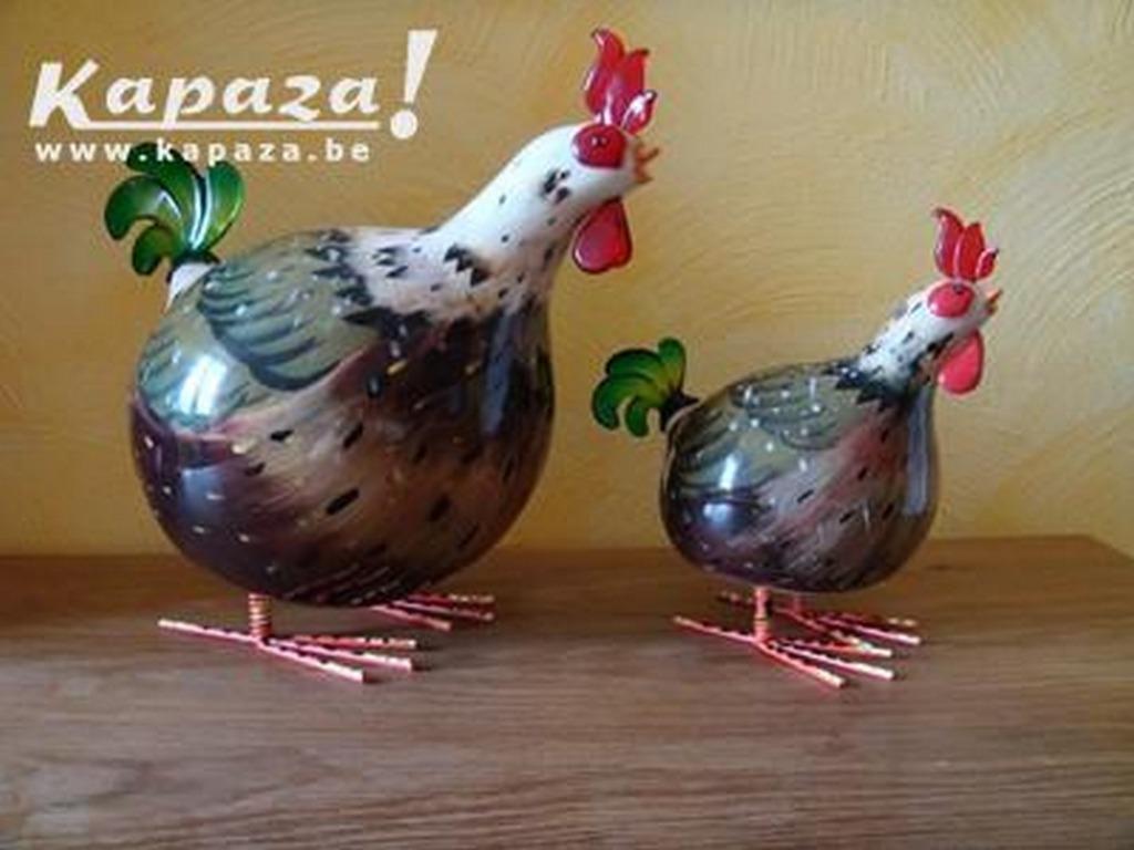 2 poules en céramique décorée, Ophalen, Zo goed als nieuw, Boerderijdier