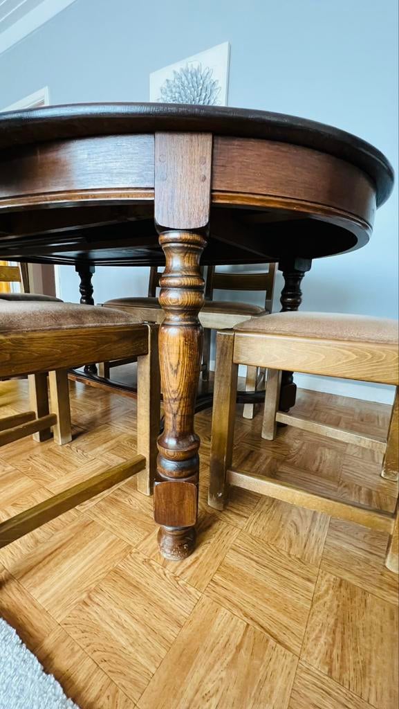 Table en bois massif, Maison & Meubles, 100 à 150 cm, Utilisé, Chêne, Ovale