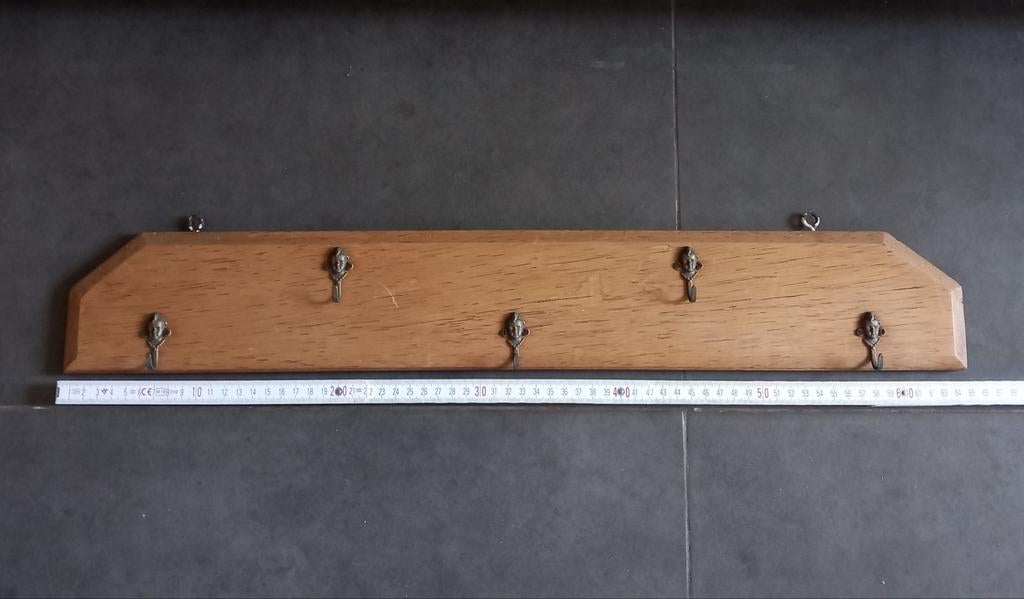 Porte-manteau authentique avec crochets en cuivre -> 11€, Enlèvement, Utilisé, Bois, Portemanteau mural
