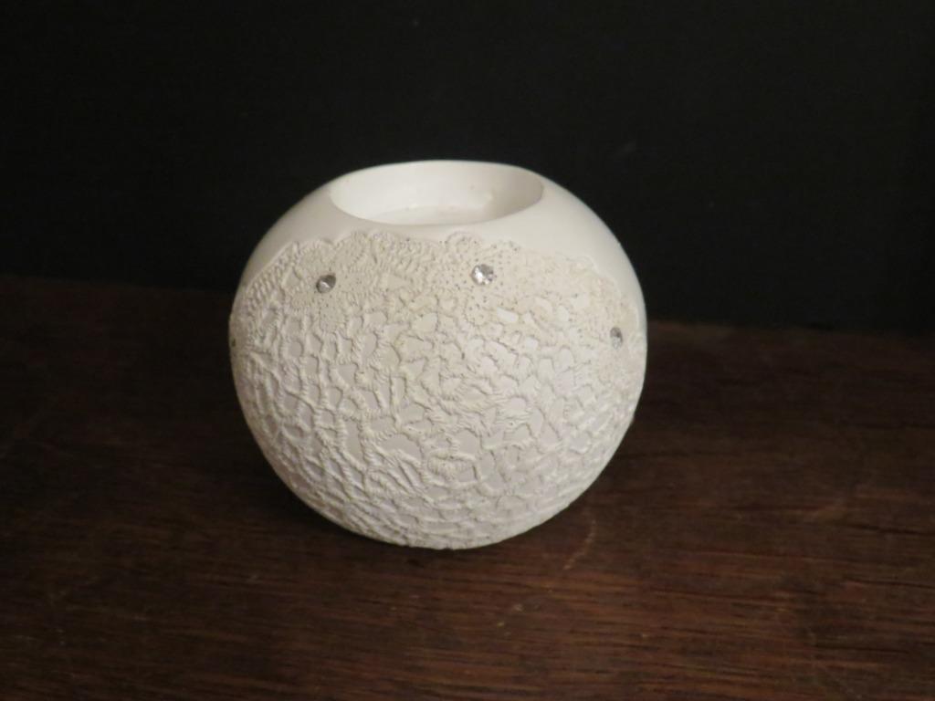 Porte-bougie en plâtre blanc, Moins de 25 cm, Enlèvement ou Envoi, Utilisé, Bougie