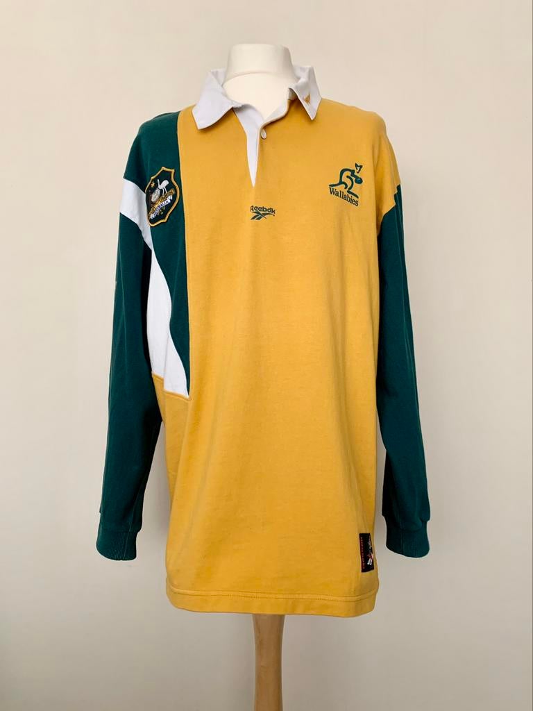 Australia Wallabies 90s 2000s Reebok Schweppes rugby shirt, Sport en Fitness, Rugby, Ophalen of Verzenden, Gebruikt, Kleding