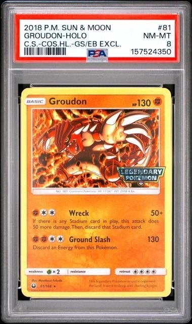 Groudon CES 81 PSA 8 (Holo + Stamped), Hobby en Vrije tijd, Verzamelkaartspellen | Pokémon, Ophalen of Verzenden, Nieuw, Losse kaart