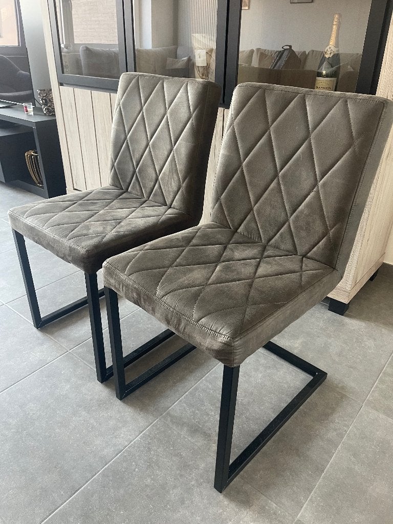 Set van 6 eetkamerstoelen, Ophalen, Zo goed als nieuw, Metaal, Grijs