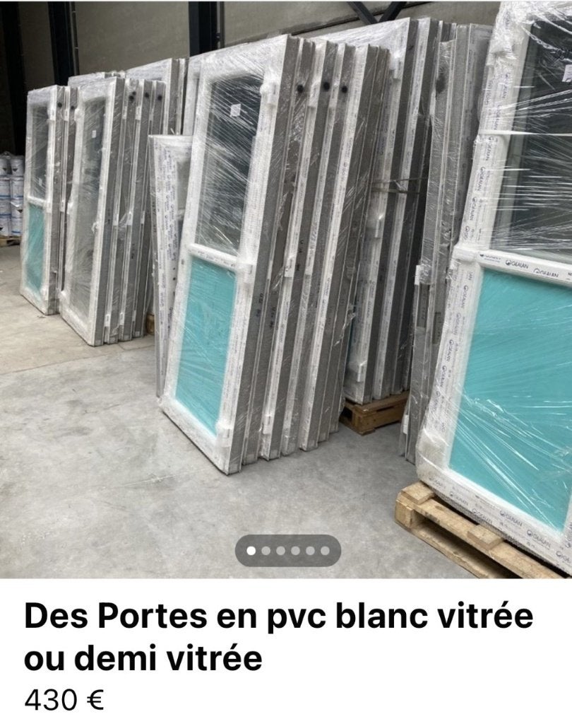 Porte en pvc blanc Vitre ou demie vitrée, Enlèvement, Neuf, Double vitrage