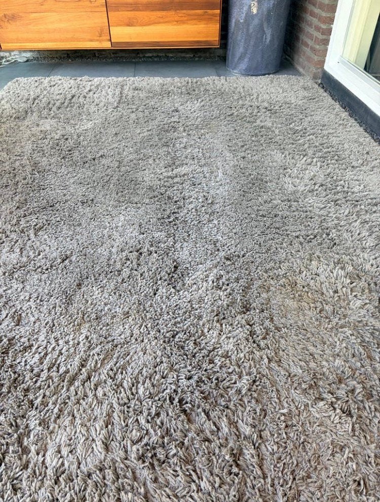 Grijs langharig tapijt 200x300cm, Ophalen, Zo goed als nieuw, Grijs