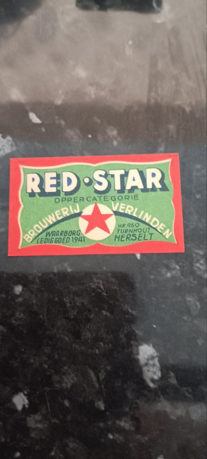 oud bier etiket Red Star br Verlinden Herselt, Ophalen of Verzenden
